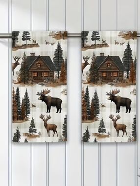 Wildlife/Log Cabin Kitchen Towel Set